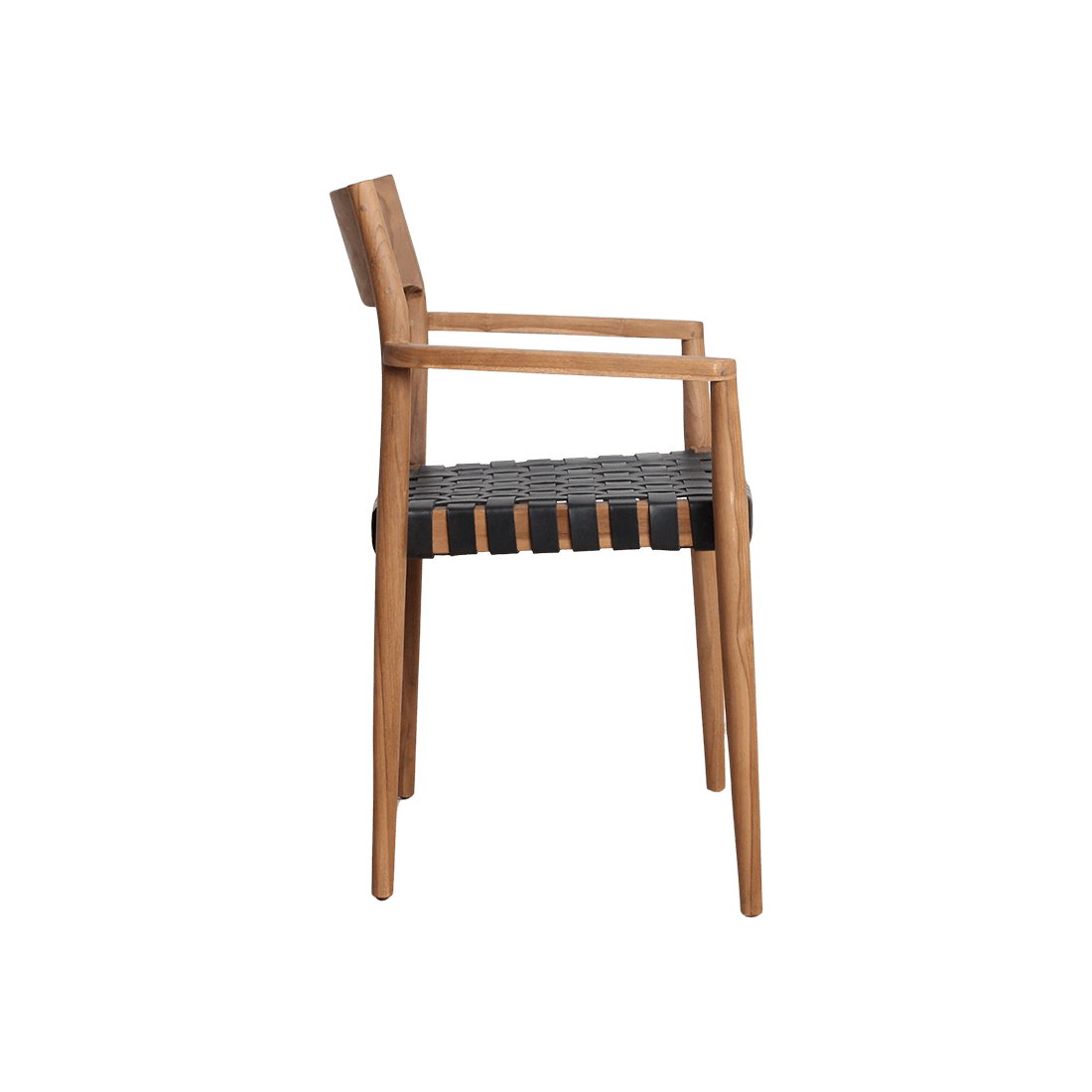 Wooden chair with woven seat on a white background