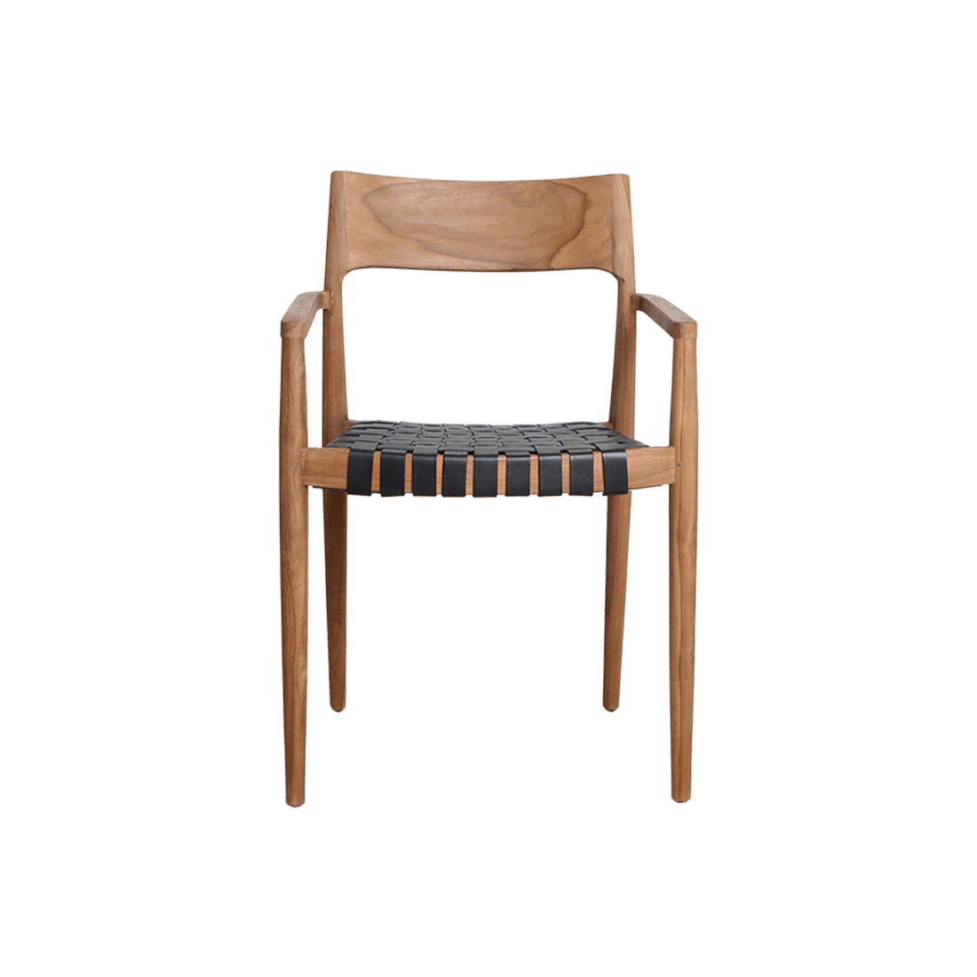 Wooden chair with woven seat on a white background