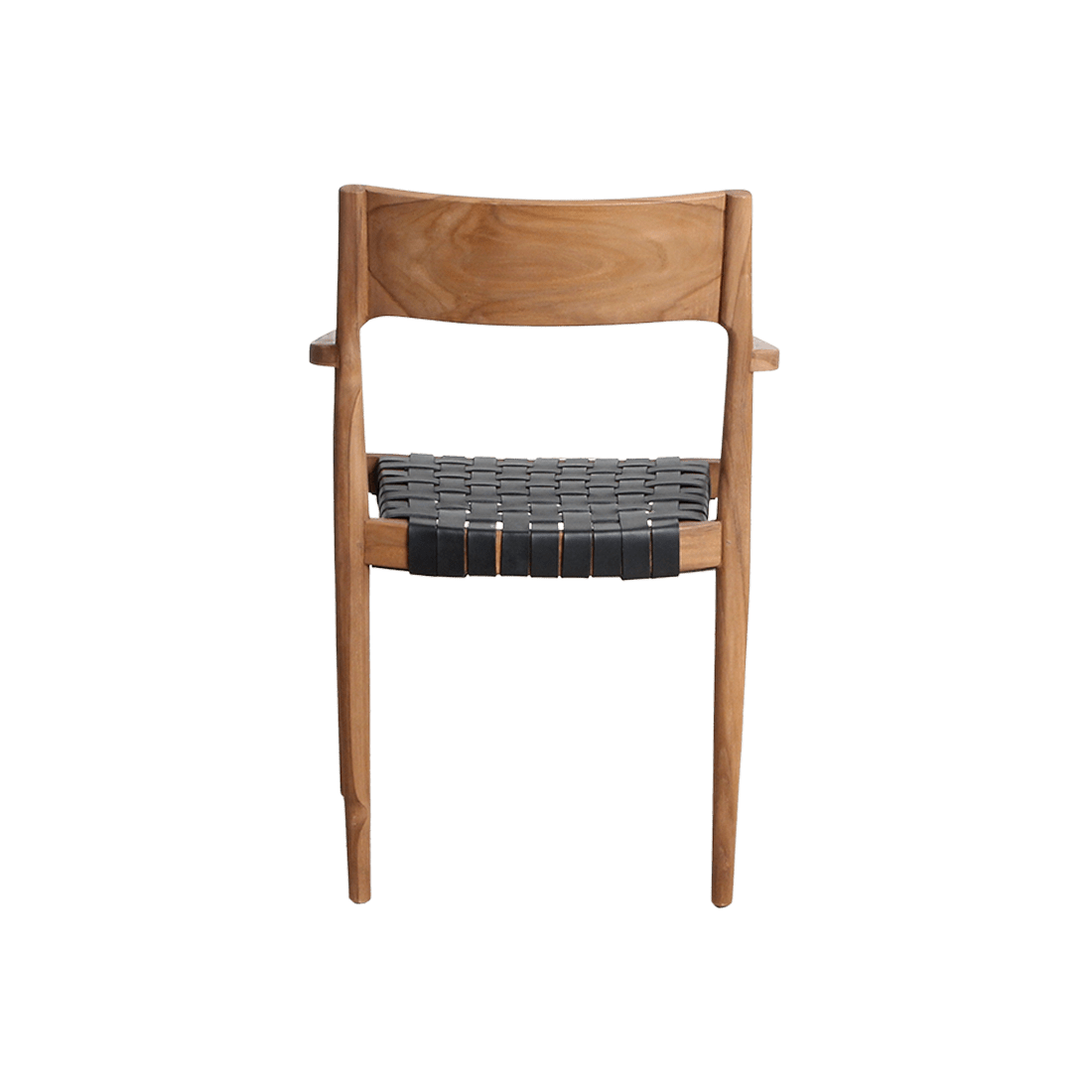 Wooden chair with woven seat on a white background