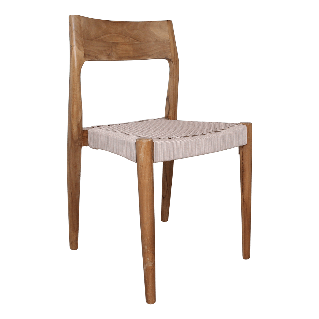 Wooden chair with woven seat on a white background