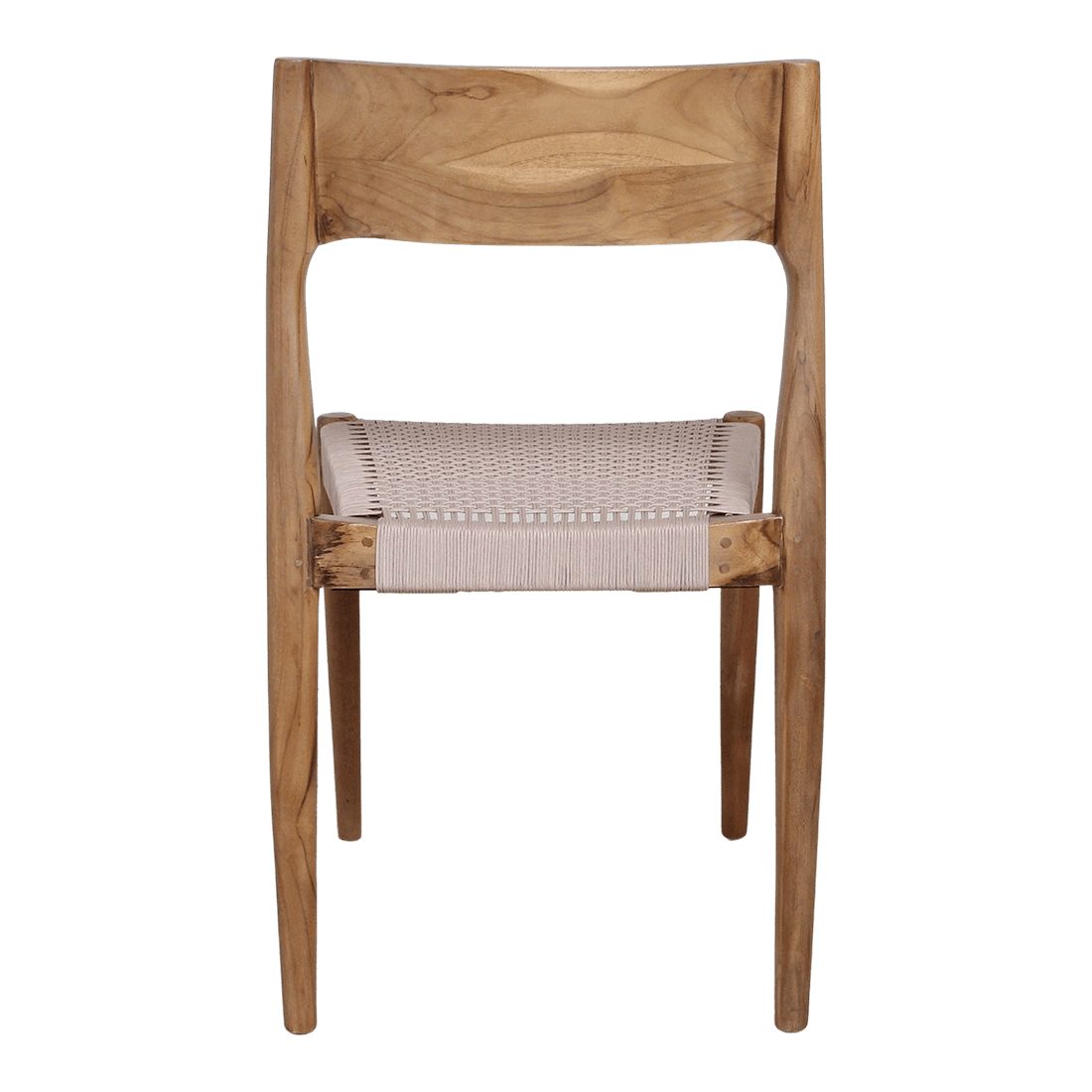 Wooden chair with woven seat on a white background