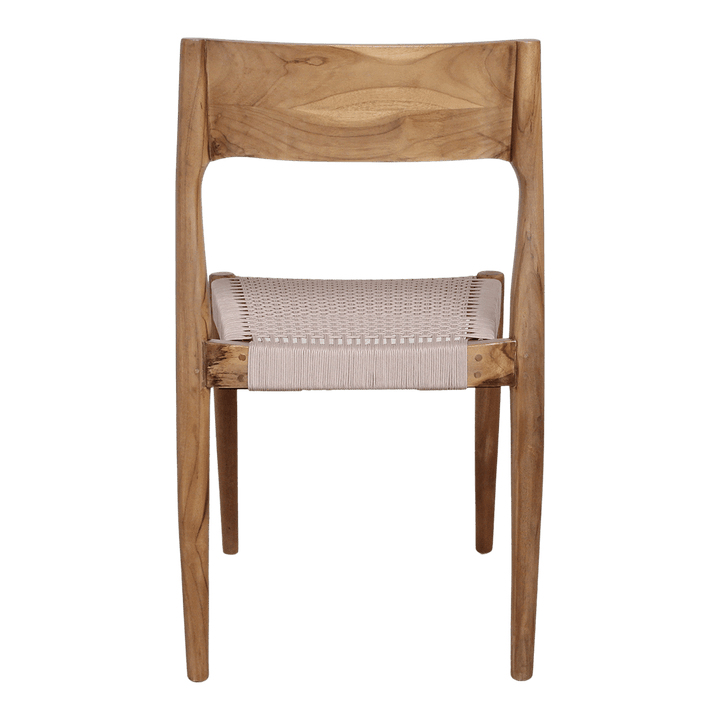Wooden chair with woven seat on a white background