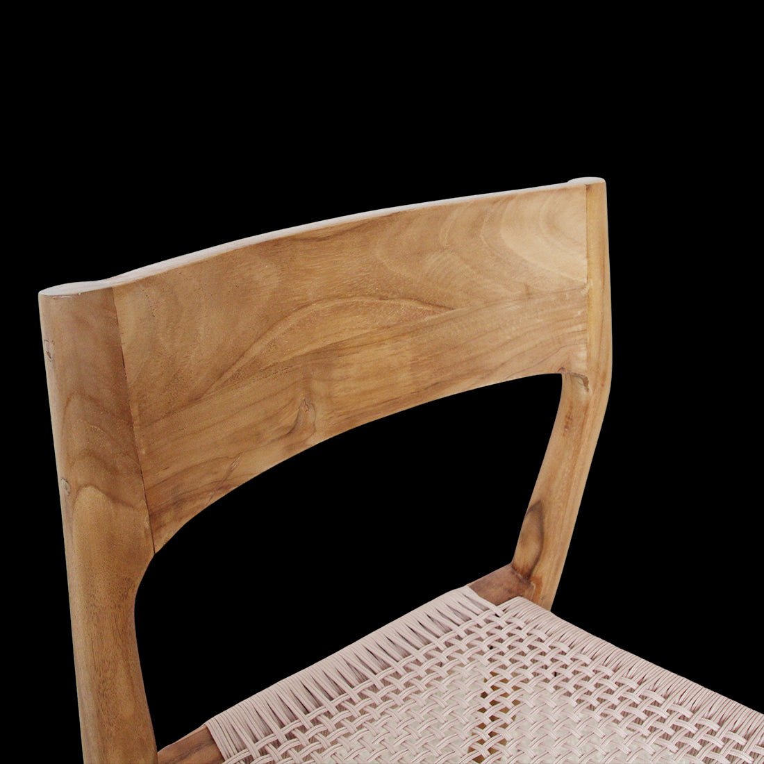 Wooden chair with wicker seat on a white background