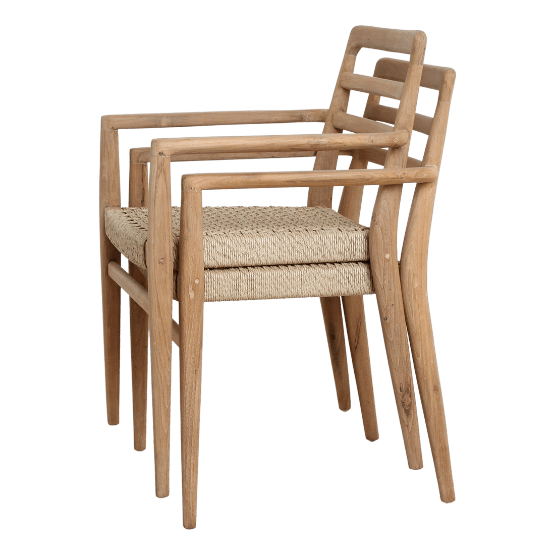 Wooden chair with woven seat on a white background