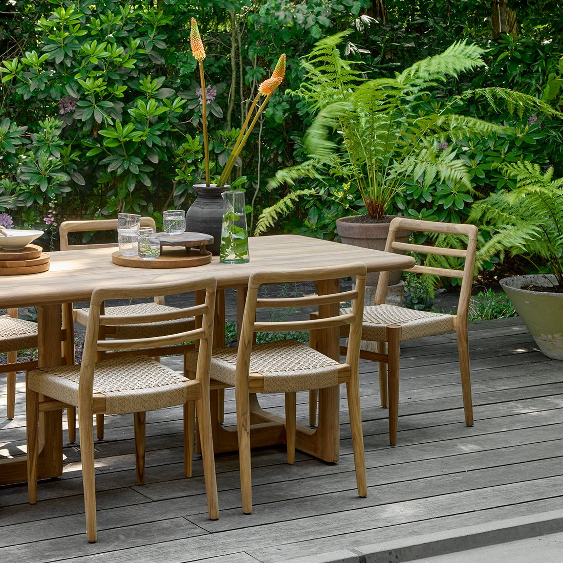 Verano Teak Garden Chairs with Armrests – Natural (Set of 2) -
