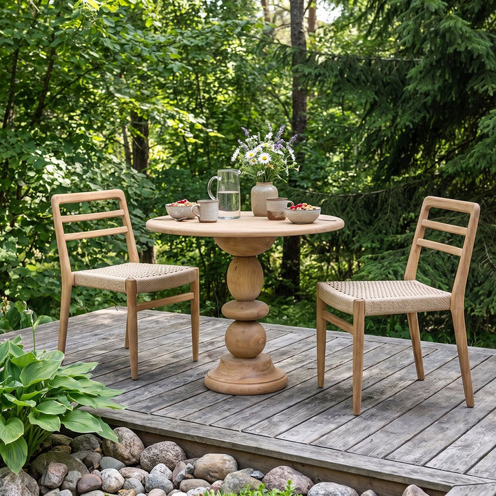 Verano Teak Garden Chairs with Armrests – Natural (Set of 2) -