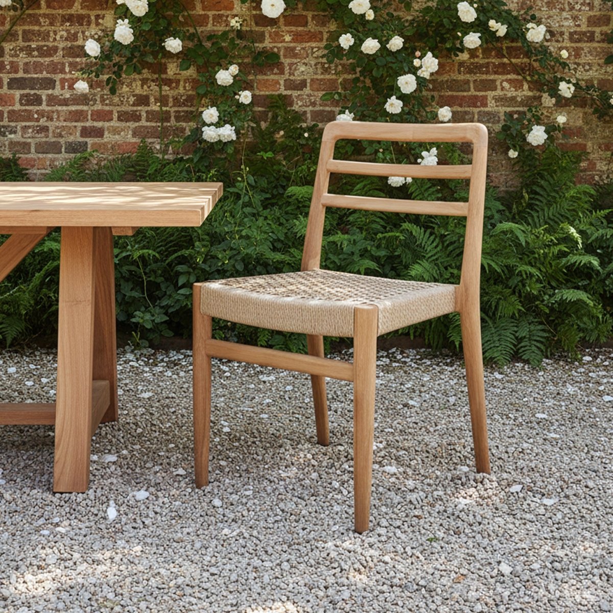 Verano Teak Garden Chairs with Armrests – Natural (Set of 2) -