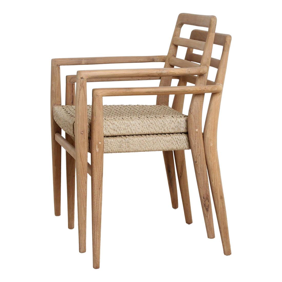 Verano Teak Garden Chairs with Armrests – Natural (Set of 2) -