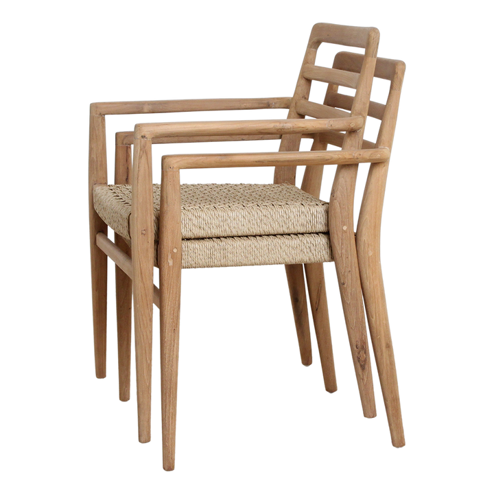 Verano Teak Garden Chairs with Armrests – Natural (Set of 2) -