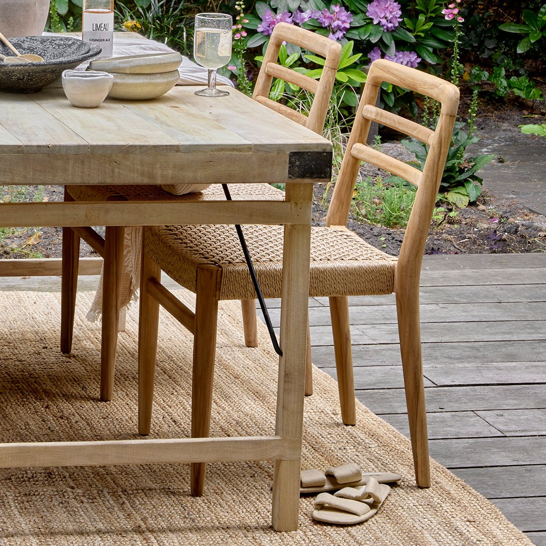 Verano Teak Garden Chairs with Armrests – Natural (Set of 2) -
