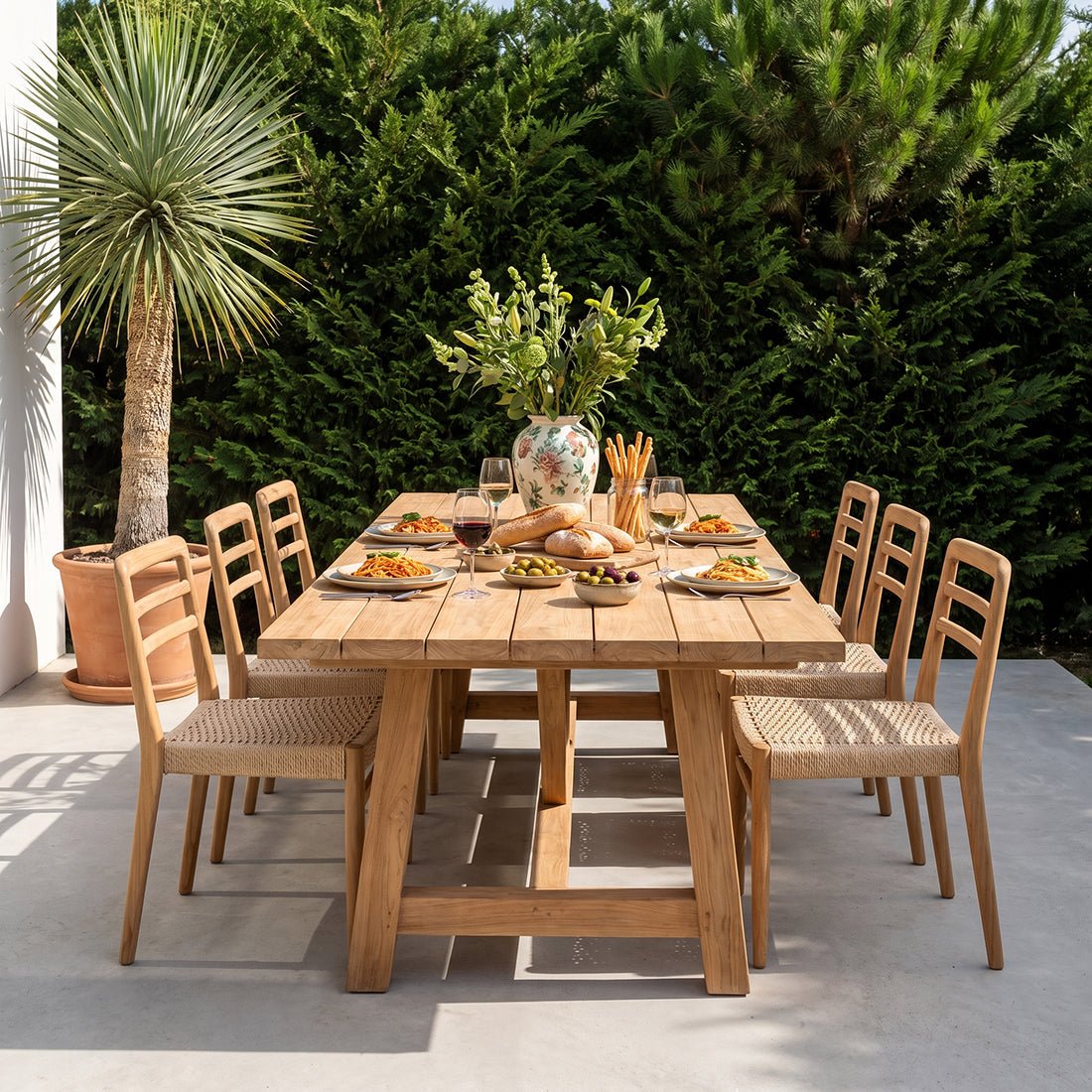 Verano Teak Garden Chairs with Armrests – Natural (Set of 2) -