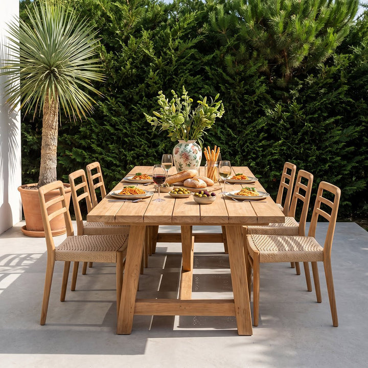 Verano Teak Garden Chairs with Armrests – Natural (Set of 2) -