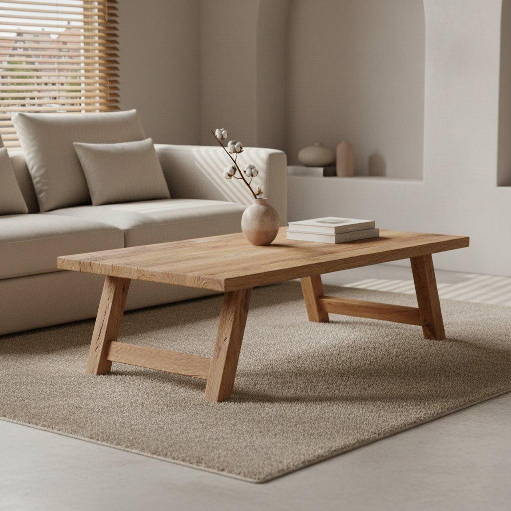 Farmwood Rectangular Coffee Table – 140 x 65 x 38 cm | FSC Recycled Wood - 