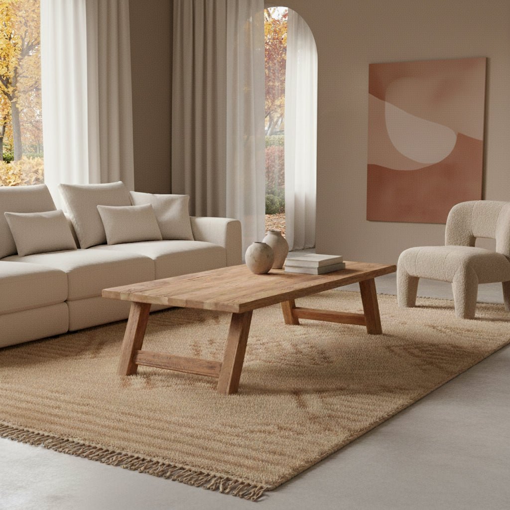 Farmwood Rectangular Coffee Table – 140 x 65 x 38 cm | FSC Recycled Wood - 