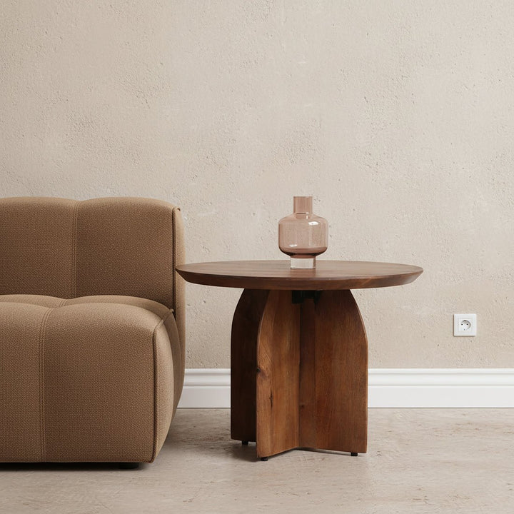 Bullnose Mango Wood Side Table – Ø 55 cm Cross Base -