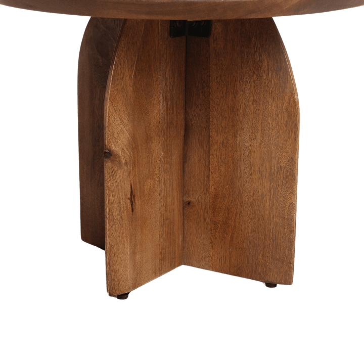 Bullnose Mango Wood Side Table – Ø 55 cm Cross Base -