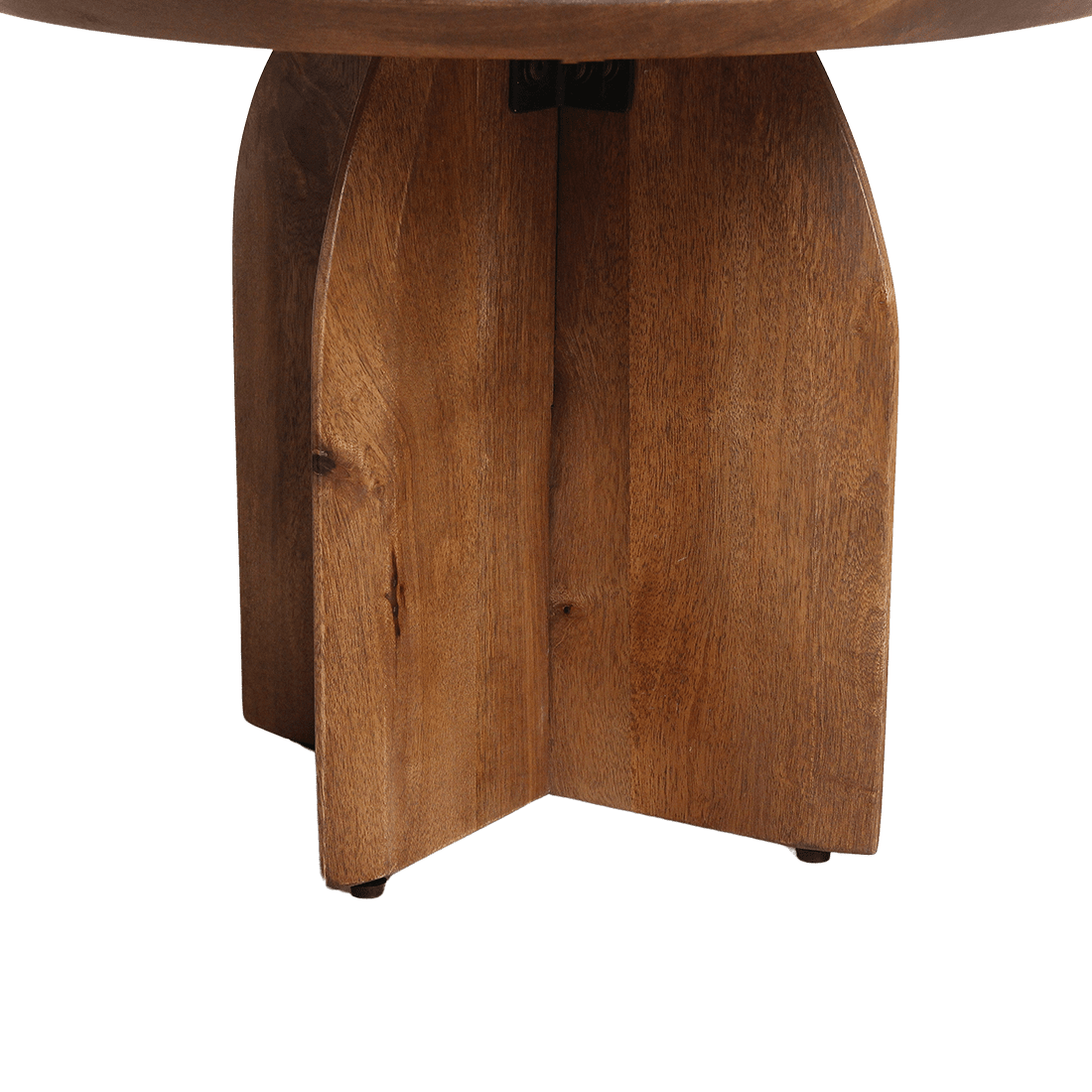 Wooden table base on a white background