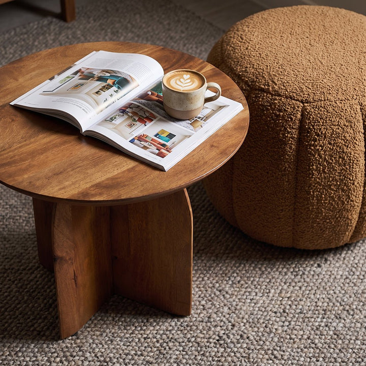 Bullnose Mango Wood Side Table – Ø 55 cm Cross Base -