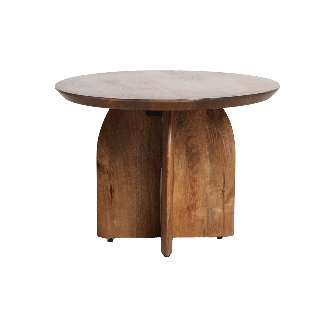 Wooden round table on a white background