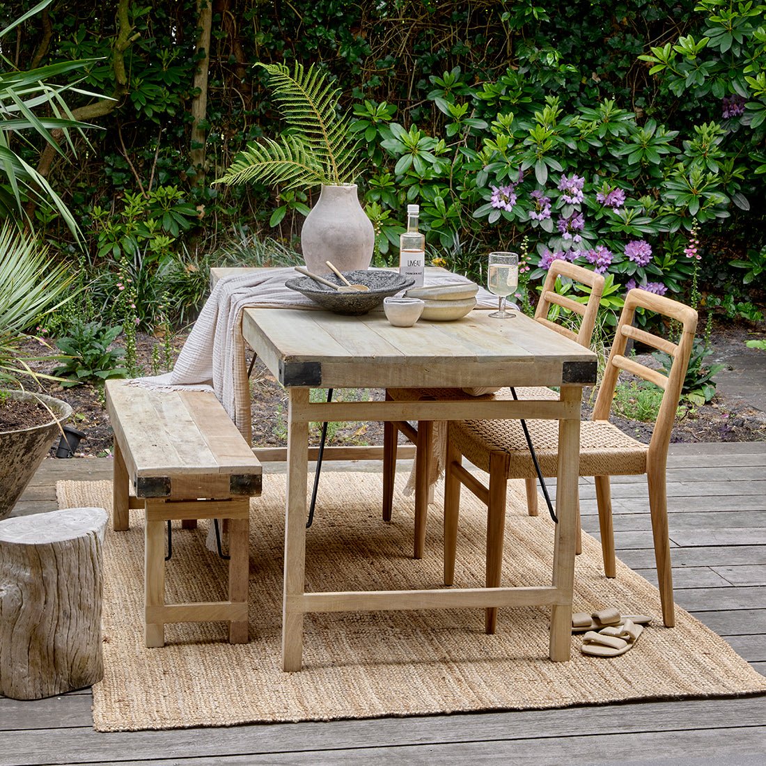 Lime - Washed Fold - Up Dining Table – FSC Recycled Wood – 165 cm - 