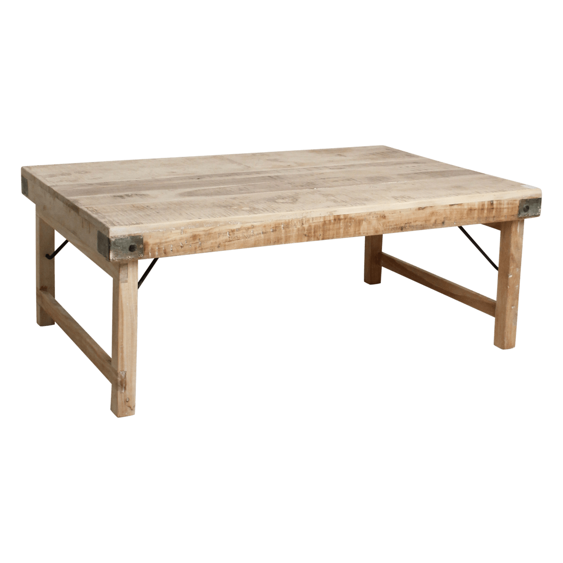 Wooden coffee table on a white background