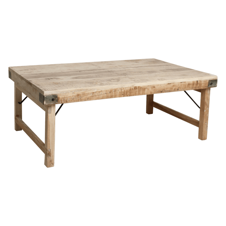 Wooden coffee table on a white background