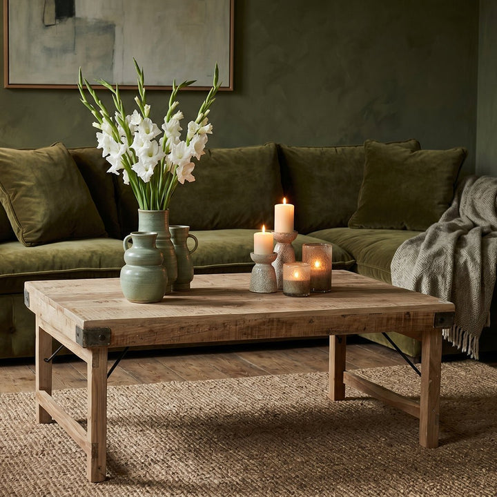 Limewashed Foldable Coffee Table – 120 x 75 x 45 -