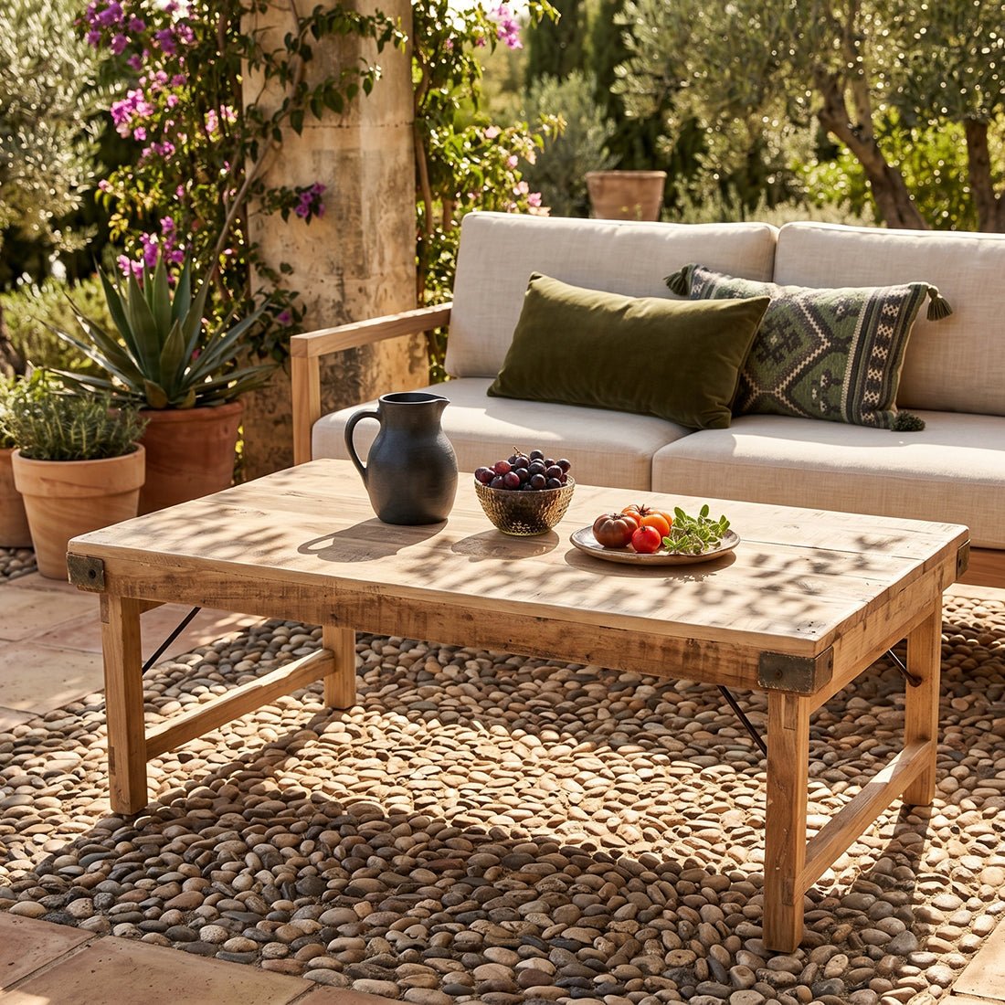 Limewashed Foldable Coffee Table – 120 x 75 x 45 -