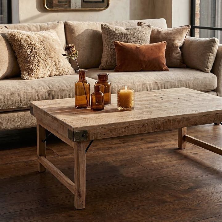 Limewashed Foldable Coffee Table – 120 x 75 x 45 -