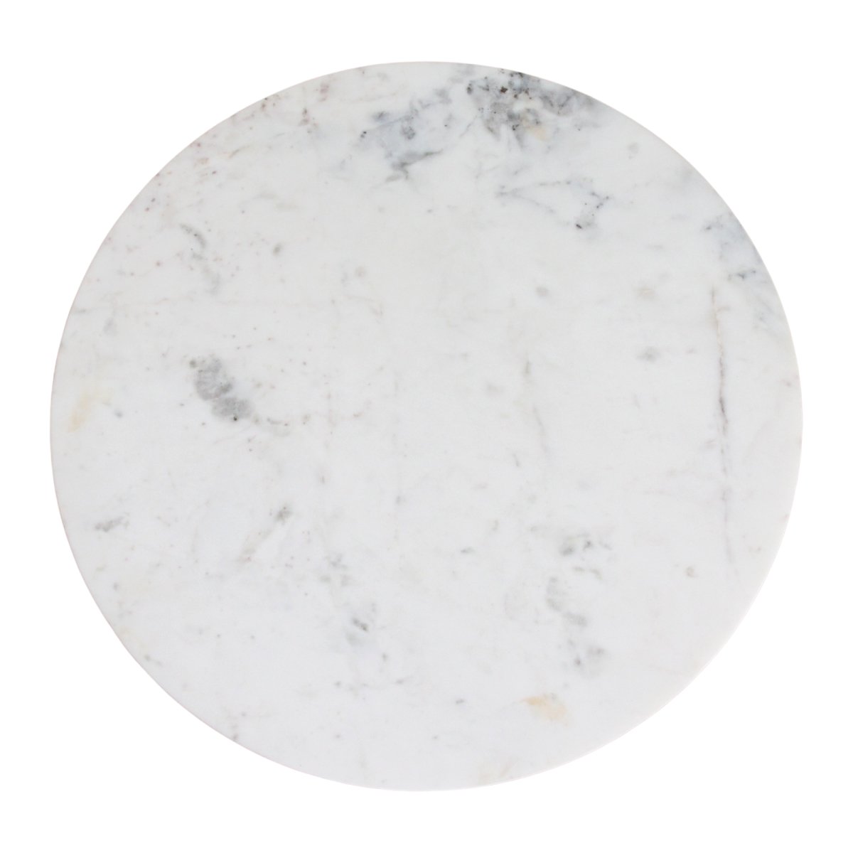 Round marble  table top with gray and white marbled pattern on a white background
