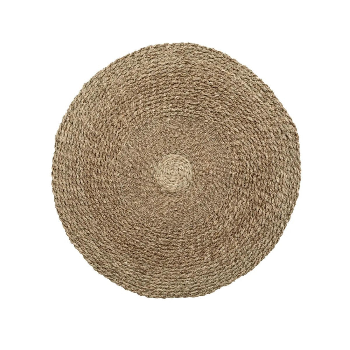 Round woven mat on a white background