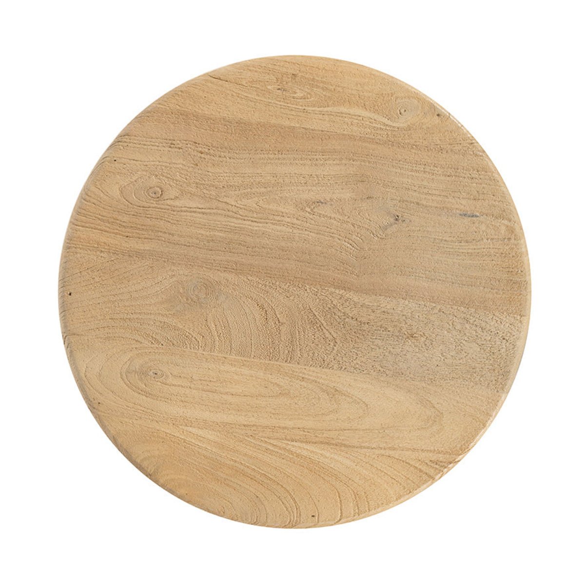 Round wooden table top  on a white background