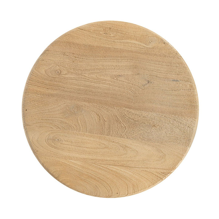 Round wooden table top  on a white background
