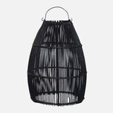 "Ayana Black Rattan Lamp Shade, 24 cm diameter, handcrafted in Bali for a bohemian, coastal home decor style, suitable for bedroom, living, or dining areas."