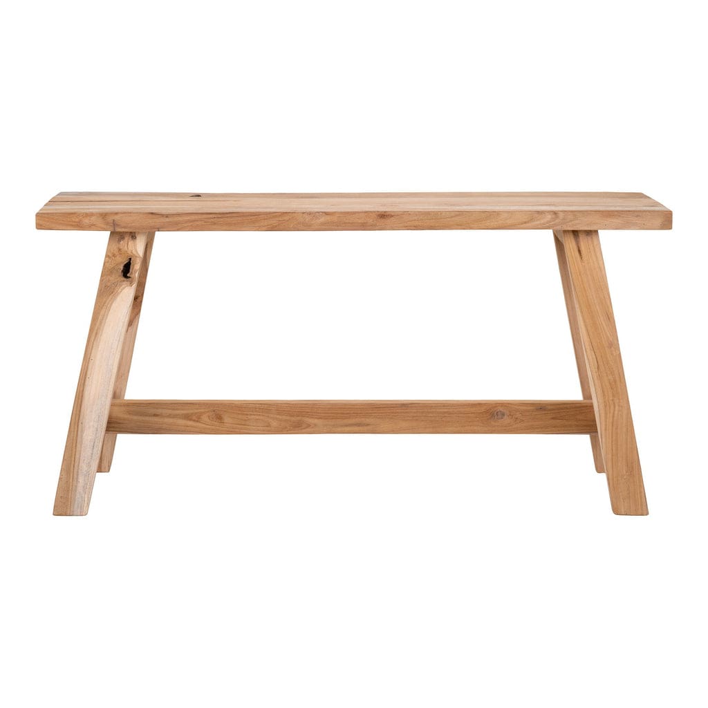 Barcelona Teak Wood Bench 90x25x45 cm with natural finish, ideal for indoor or outdoor use.