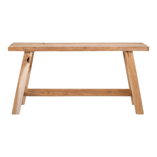 Barcelona Teak Wood Bench 90x25x45 cm with natural finish, ideal for indoor or outdoor use.