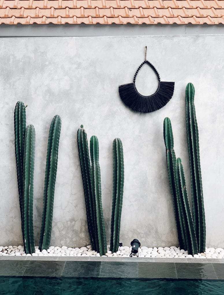 Baucau Allang large black wall hanger with beads, boho-chic seagrass decor.