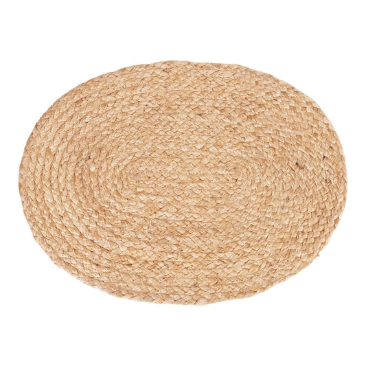 Oval natural braided jute placemat, 35x45 cm.