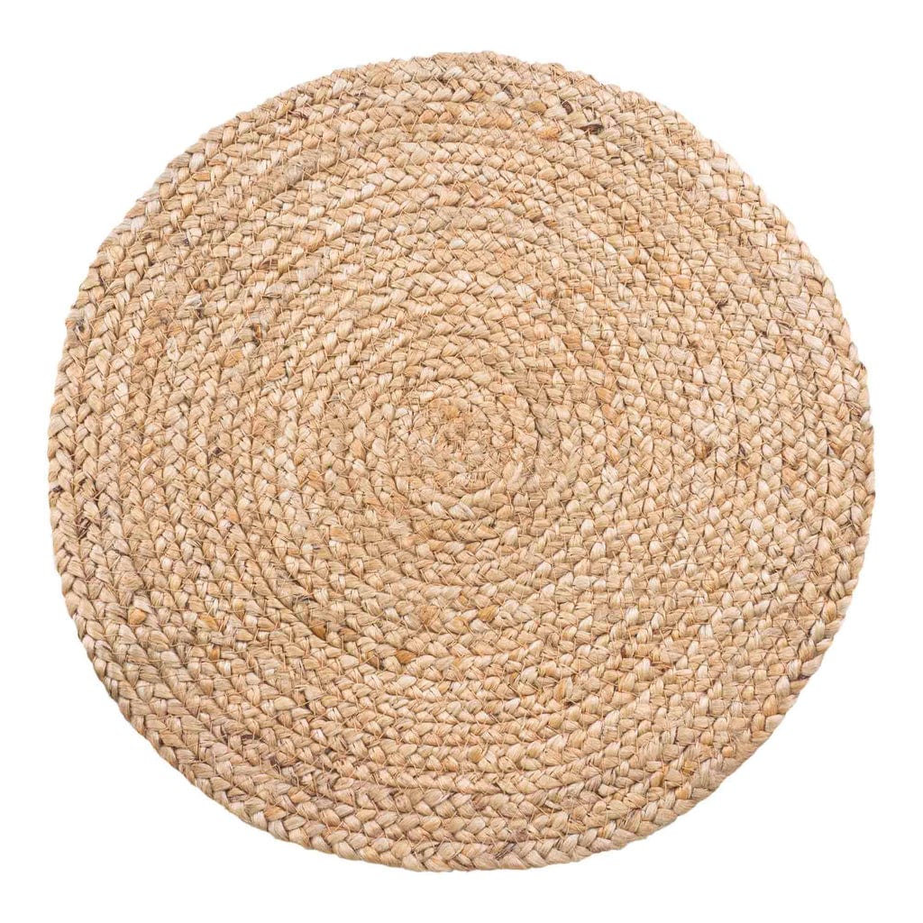 4 round braided natural jute placemats Ø38 cm set.