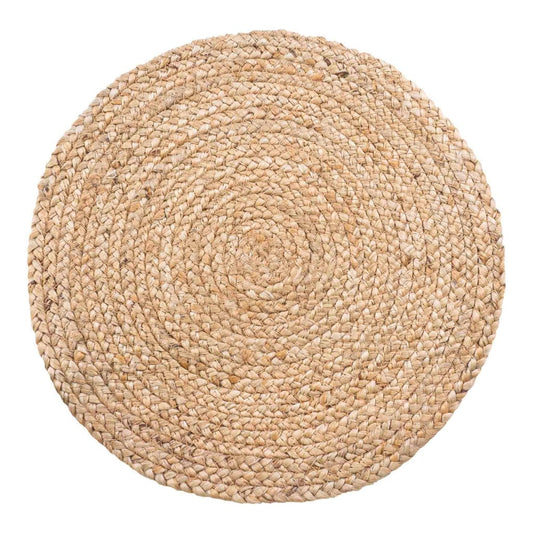 4 round braided natural jute placemats Ø38 cm set.