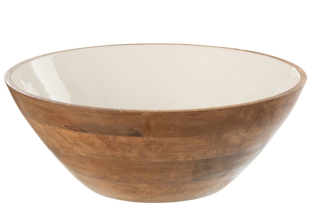 J-Line Elegant Kos Wood & Polyresin Bowl – 40cm Brown/White