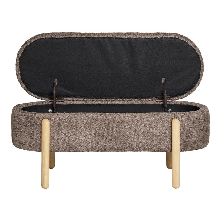 Open storage compartment inside Branca bench – natural interior