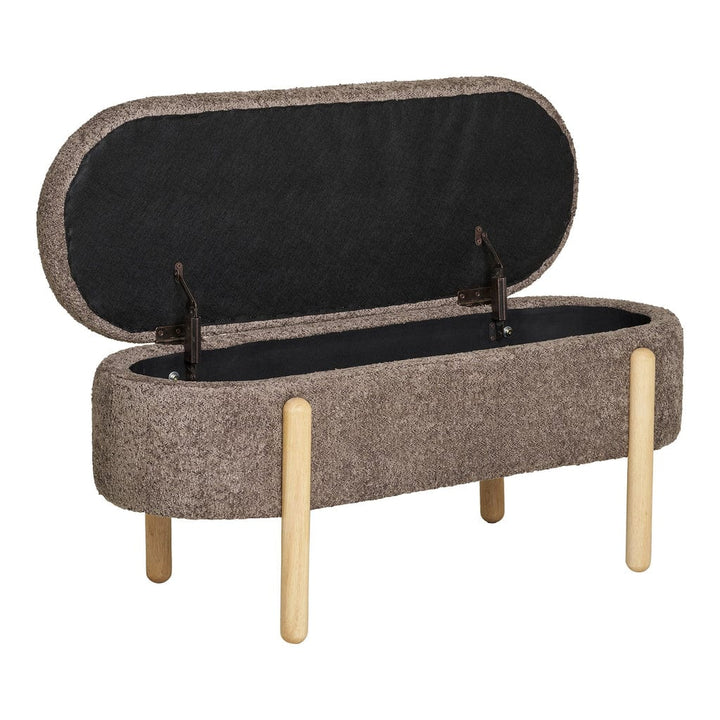 Open storage compartment inside Branca bench – natural interior