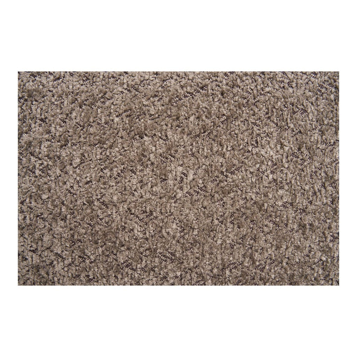 Detail of soft brown bouclé upholstery on Branca storage bench