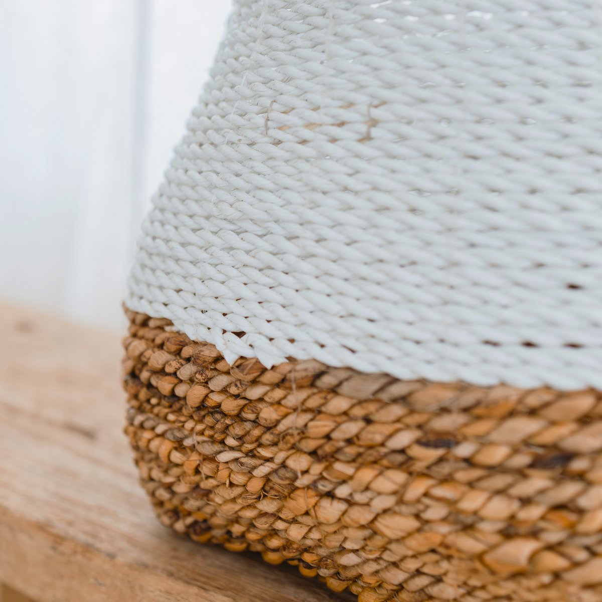 Majalengka Woven Storage Basket – White & Natural – Large - 