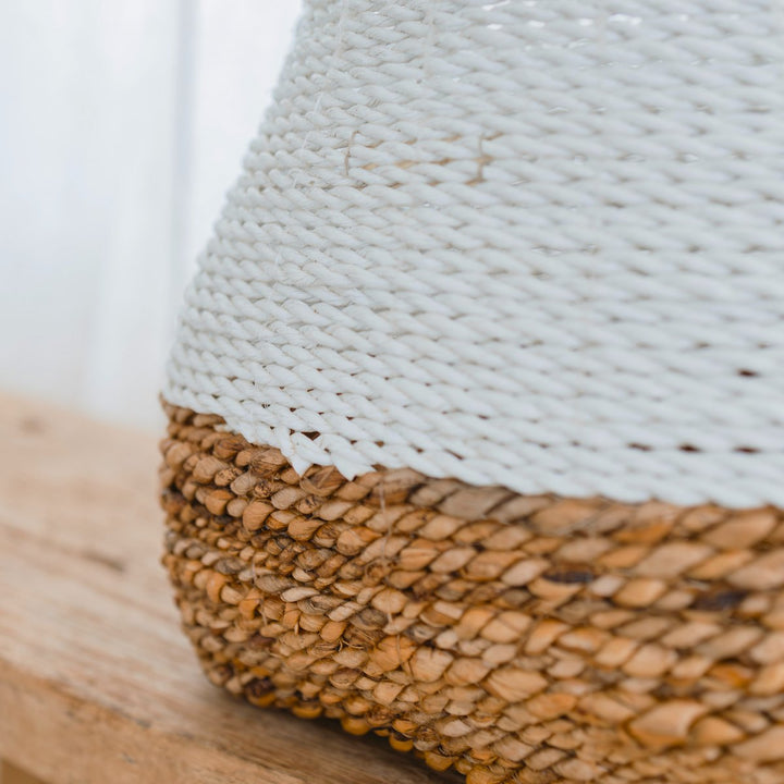 Majalengka Woven Storage Basket – White & Natural – Large - 