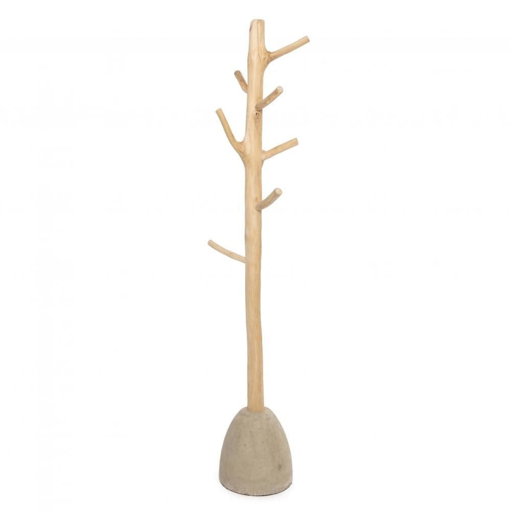 Teak Wood Clothes Hanger with Concrete Base – Natural, 150 cm