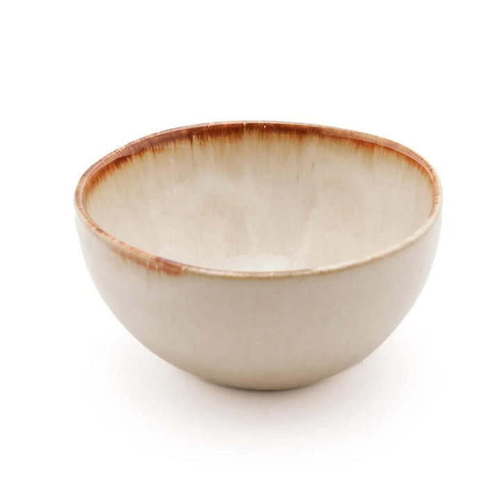 Cascais Cereal Bowl 15cm Set of 6 in white and gold, handmade earthenware, dishwasher safe.