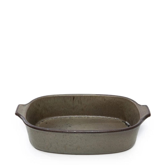 Comporta Oven Dish in green, 29cm, with crackle glaze and artisanal design.