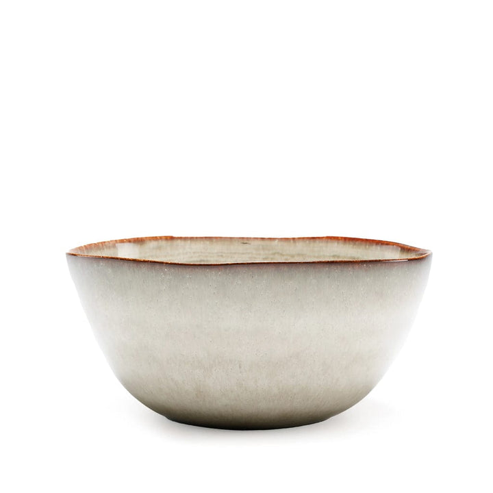 Handmade ceramic serving dish in grey brown crackled glaze, 26x26x12 cm, Bazar Bizar